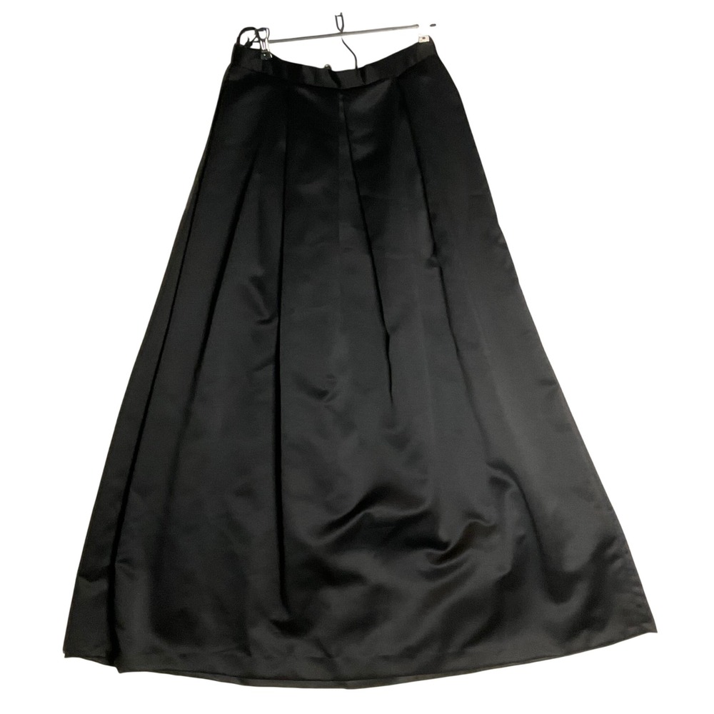 Vintage 90s Jordan Fashions Black Satin Velvet Pleated Maxi Skirt  13/14 Goth